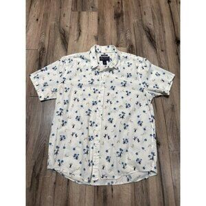American Rag X-Large White All Over Tropical Monkey & Banana SS Shirt 100% Cotto